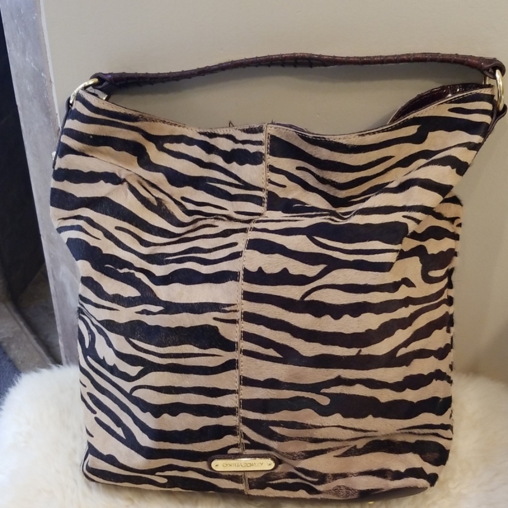 Cynthia Rowley Leather Zebra Bag w/ dust bag - XL